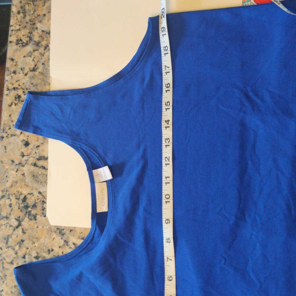 Chico's Royal Blue Stretch Sleeveless Tank Top / Shell Size 3 - Picture 5 of 8
